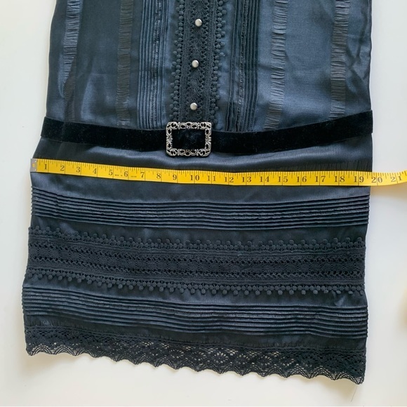 Anna Sui black vintage inspired dress, sleeveless, low waist, w/ lace velvet.‎ S - Picture 16 of 16